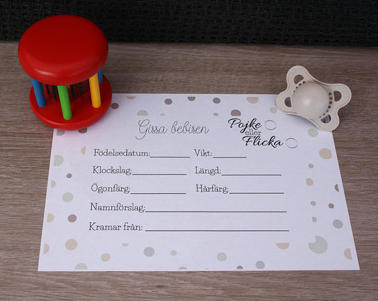 Svarsformulär gissa bebisen beige grön.cejiform.se