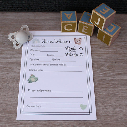 Gissa bebisen svarsformulär till babyshower.cejiform.se