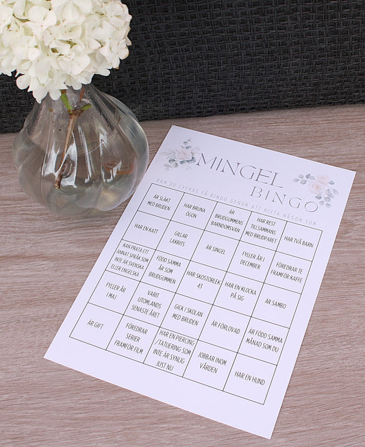 Mingelbingo 5-pack - Bingobrickor vita rosor